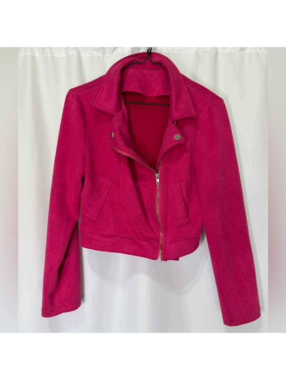 Women's hot Pink soft motorcycle Jacket